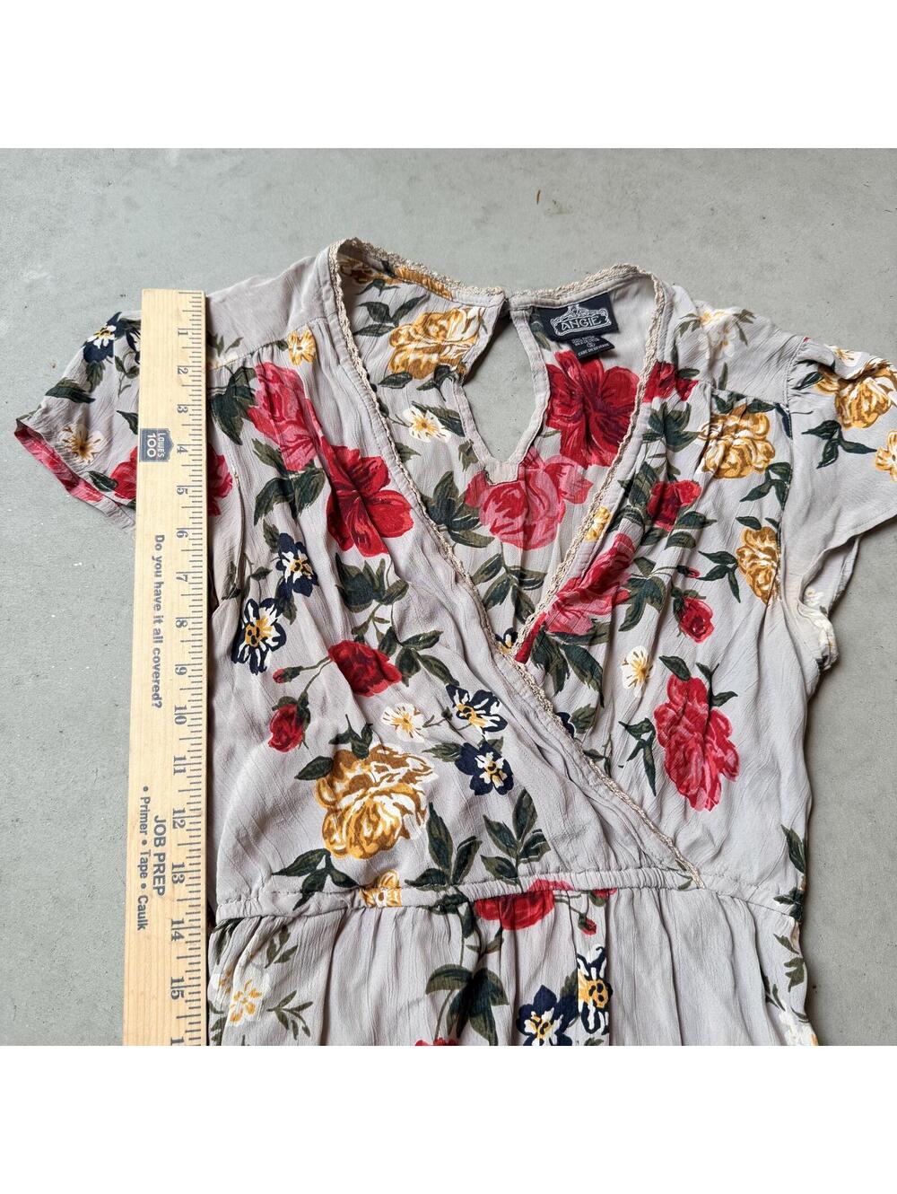 Autumn Wedding Guest Dress Midi Faux Wrap Boho Dress Cap Sleeve Angie Sz Small - Picture 5 of 8